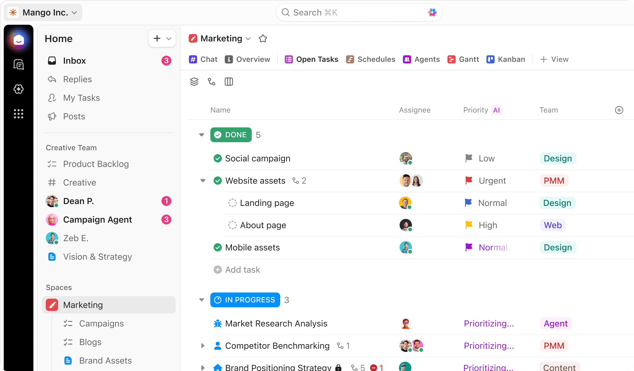 ClickUp Projects interface